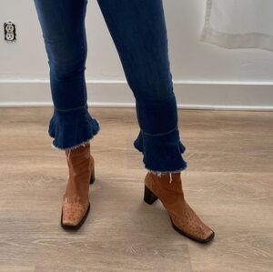 Via Spiga Funky Leather Cowboy Western Boots Vintage Ostrich